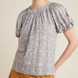 Anthropologie Maeve Leopard Linen Top